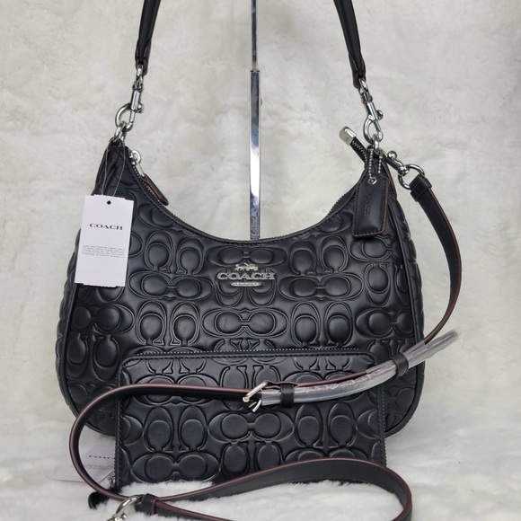 🔥SALE COACH 2 SET Black Signature 3-in-1 Handbag Shoulder Bag Crossbody Purse - Picture 2 of 16